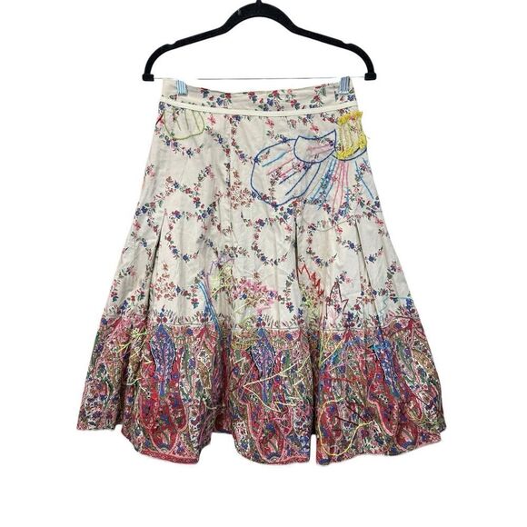Ariella Boho Floral Embroidered Cotton Skirt High Waisted A line Size S - Picture 4 of 16